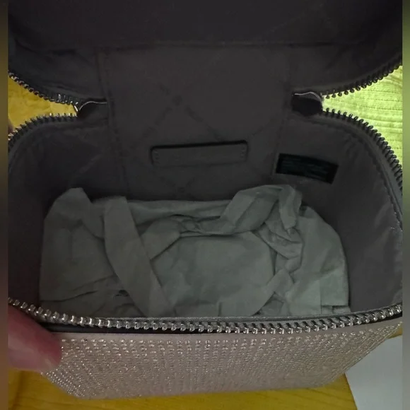 New With Tags, Michael Kors Sandrine Silver Small Box Crossbody Bag - Picture 14 of 16